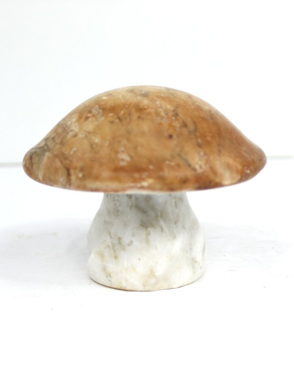 MID CENTURY ALABASTER ITALIAN HAND-CARVED MUSHROOMS PAIR AS-IS TRUE VINTAGE